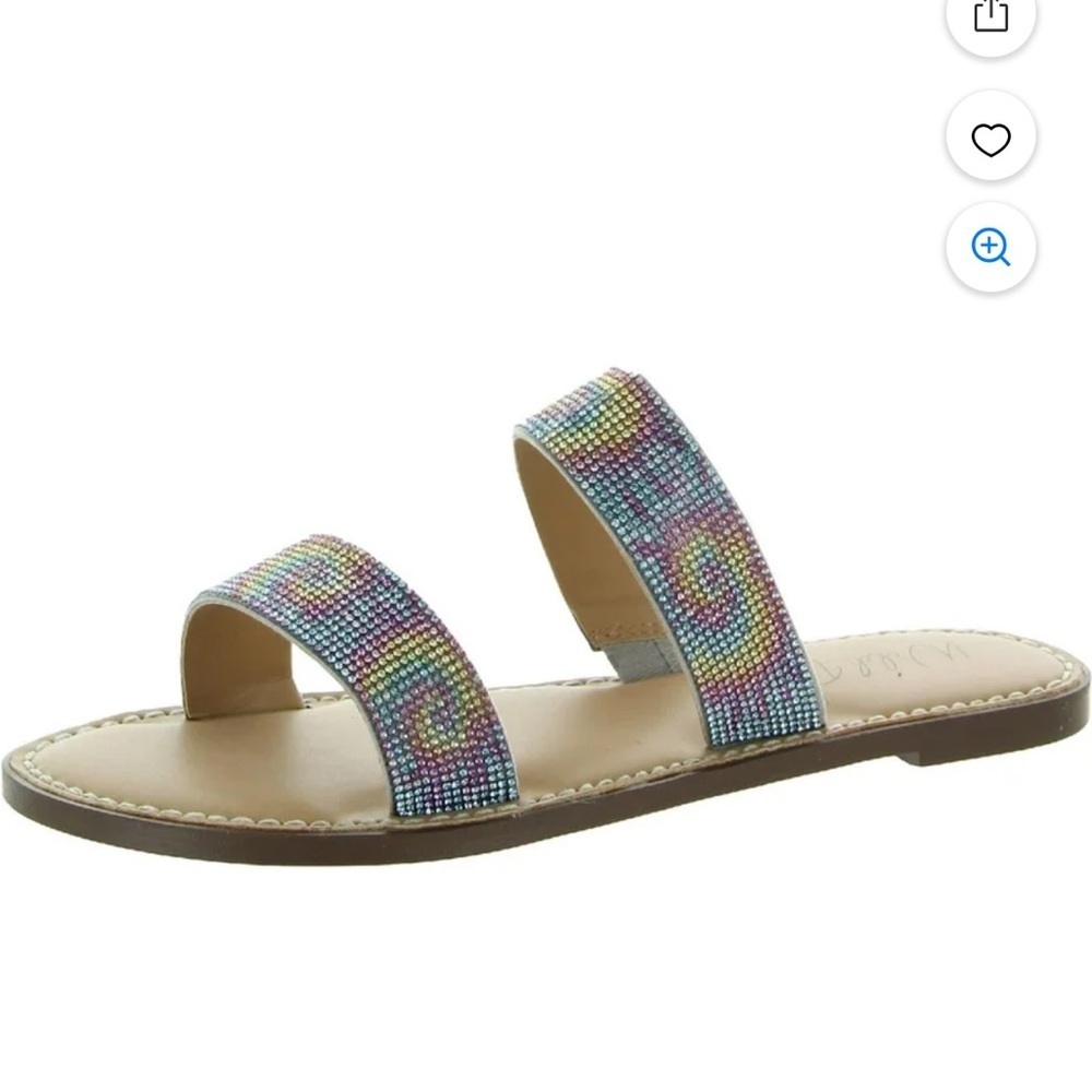 Wild Pair Ginnie Double-Band Tie Dye rhinestone bling Slide Flat Sandals, size 7